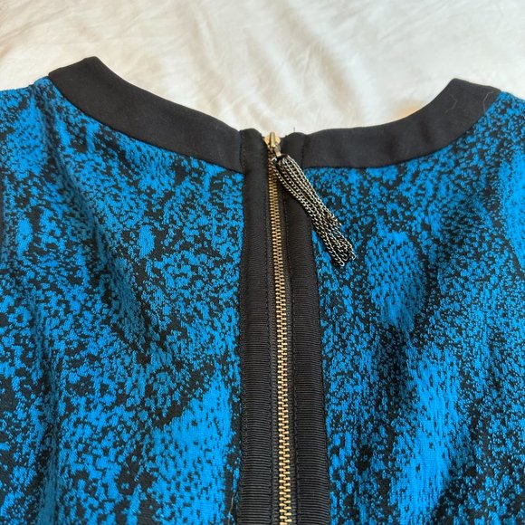 Rebecca Taylor Dress Fit & Flare Blue Black Python Snake Sleeveless Knit Sz 8 - Picture 8 of 11